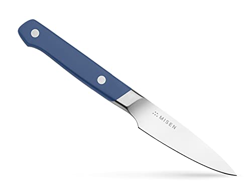 Misen 3 Inch Paring Knife - Small Kitchen Knife for Cutting Fruit, Vegetables and More - High Carbon Steel Ultra Sharp Paring Knives, Blue