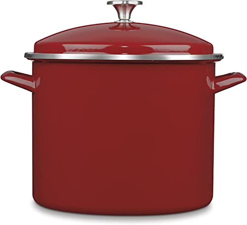 Cuisinart Chef's Classic Enamel on Steel Stockpot with Cover, 12-Quart, Red