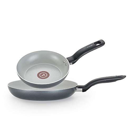 T-fal Scratc G917S264 Initiatives Nonstick Ceramic Coating PTFE PFOA and Cadmium Free Scratch Resistant Dishwasher Oven Safe 8.5 and 10.5-Inch Fry Pan C, 2-Pack, Black