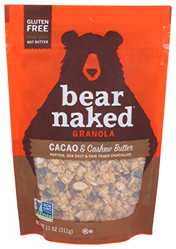 Bear Naked Granola Cereal, Vegan and Gluten Free, Breakfast Snacks, Cacao and Cashew Butter, 11oz Bag (1 Bag)