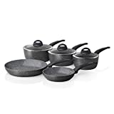 TOWER Cerastone Forged Aluminium Pan Set with Easy Clean Non-Stick Ceramic Coating, 5 Piece, Graphite