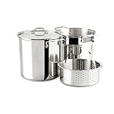 All-Clad E796S364 Specialty Stainless Steel Dishwasher Safe 12-Quart Multi Cooker Cookware Set, 3-Piece with 1 lid, Silver