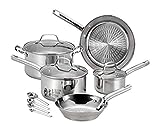 T-fal Pro E760SC Performa Stainless Steel Dishwasher Oven Safe Cookware Set, 12-Piece, Silver, 0