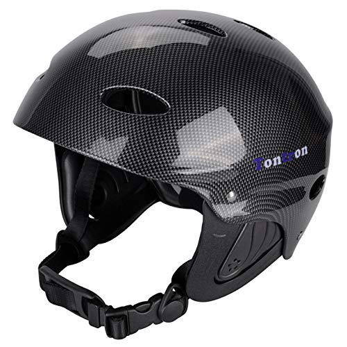 Tontron Adult Whitewater Kayaking Canoeing Helmet (Glossy Damier Graphite, Large)