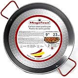 Magefesa® Carbon - paella pan 9 in - 23 cm and 1 Servings, made in Carbon Steel, with dimples for greater resistance and lightness, ideal for cooking outdoors, cook your own Valencian paella